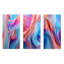 Ensemble de salon transitionnel bleu et rose I - art moderne abstrait en métal 3 pièces-1294707000