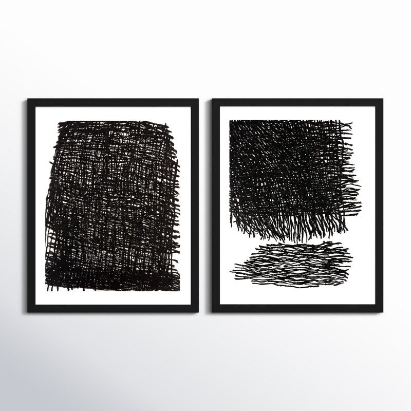 Drina passant la tempête. Ensemble de 2 pièces encadrées sur papier par Stephanie Dennis, H 38 po x l 30 po x P 1,25 po, Noir
