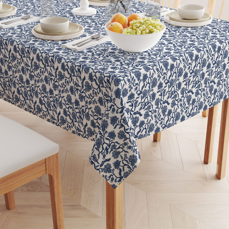 Rectangular Tablecloth, 100% Cotton, Floral 182, 104" x 52"