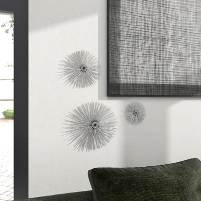 Gold Metal Starburst 3D Short Spike Home Wall Decor, Set of 3 6", 9", 12"W