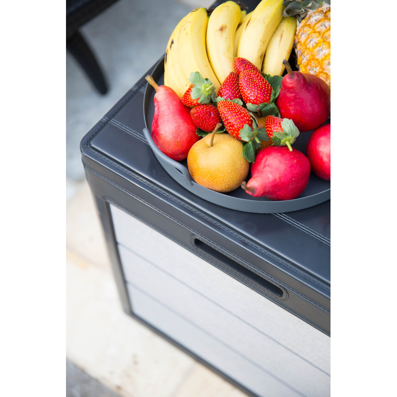 Keter Denali 30 Gallon Small Durable Resin Outdoor Storage and Organization Deck Box For Patio Furniture and Supplies, Grey