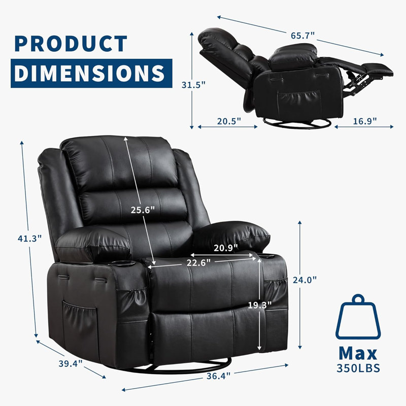 Chaise berçante inclinable pour adultes, polyuréthane, Similicuir brun