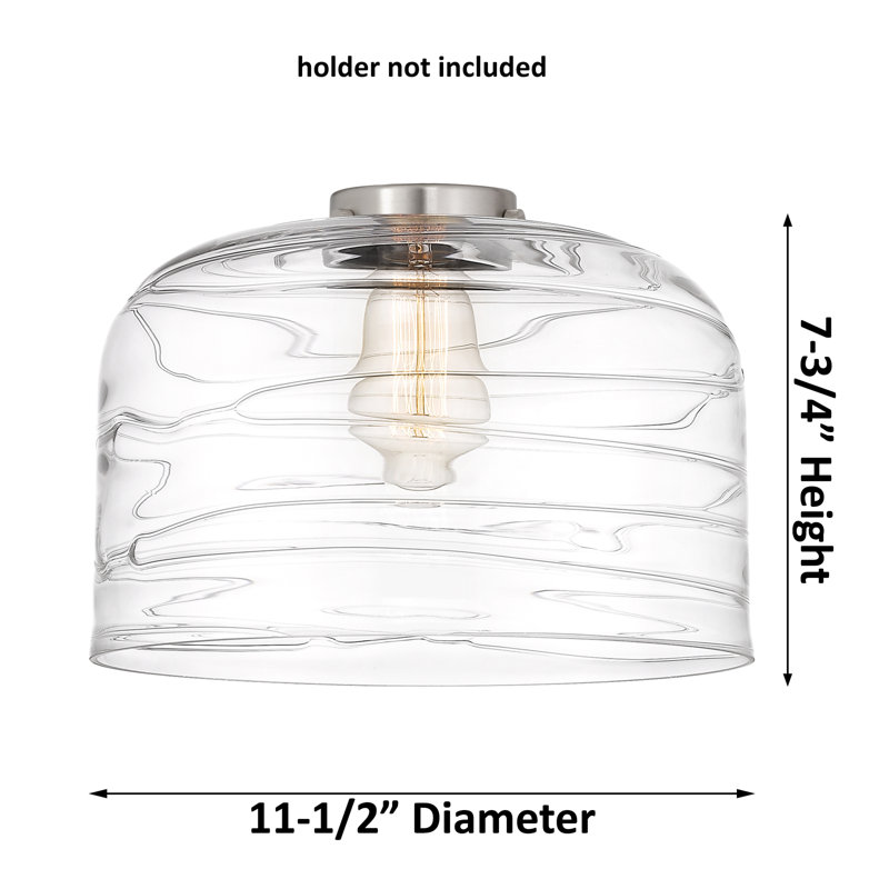 Temescal Glass Semi Flush Mount, Clear, No Bulb Included, Antique Copper