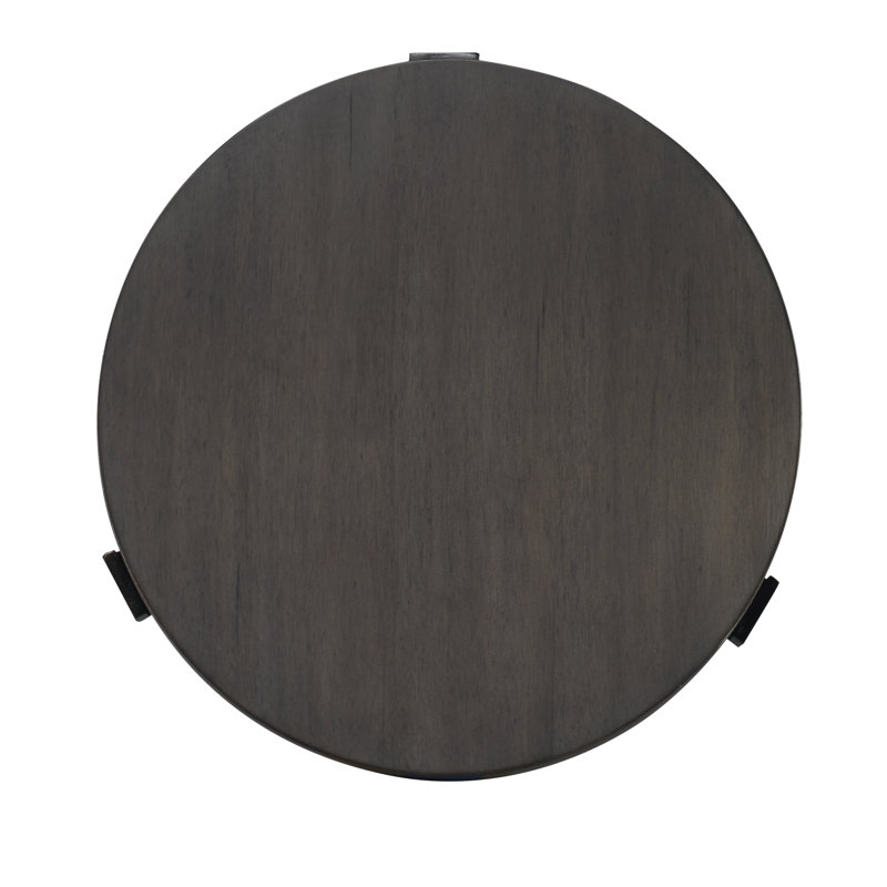 Caribe Solid Wood End Table, Mink Gray, Black