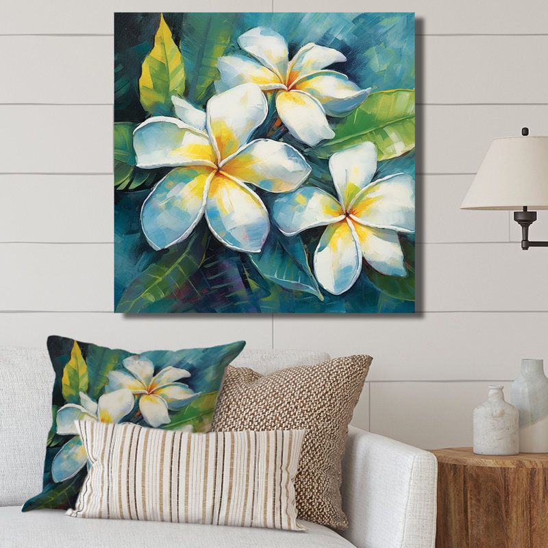 «White Plumeria Symphony Magic I», reproduction sur toile, H 30 po x l 30 po, Toile tendue