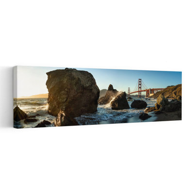 Golden Gate, coucher de soleil sur la côte, art dramatique abstrait contemporain contemporain