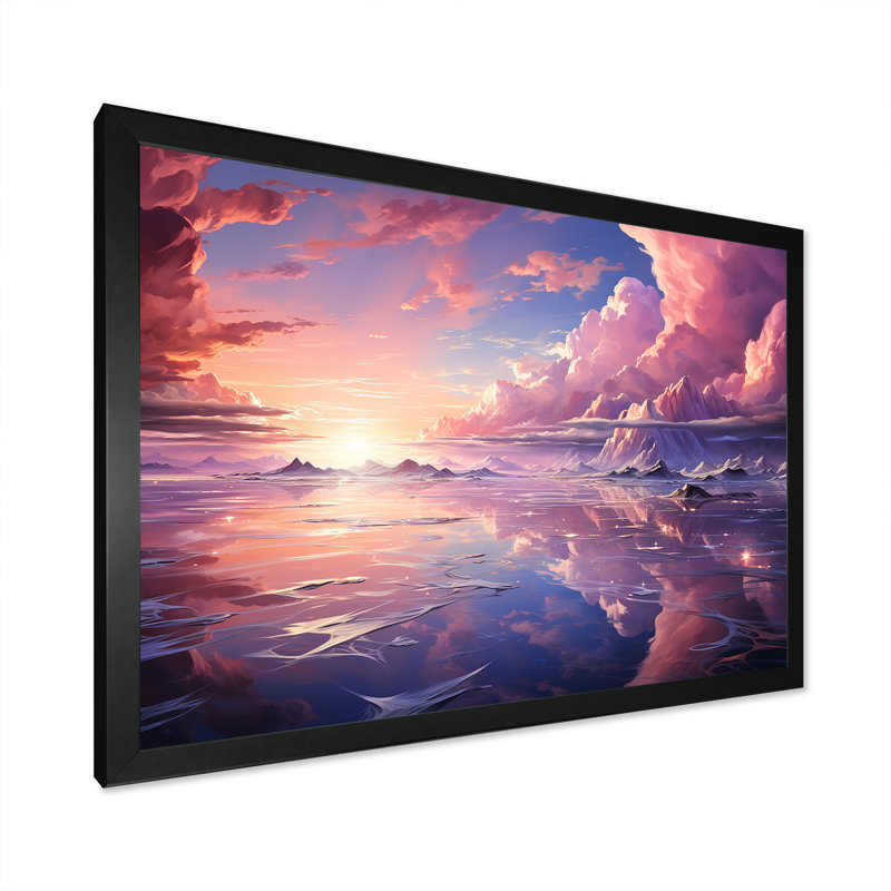 Kawaii paysage nuages IV, H 34 po x l 44 po x P 1,5 po, Cadre photo noir