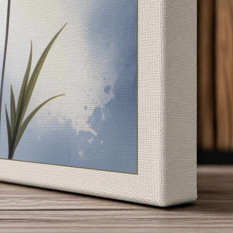 Delicate Blue Blooms Botanical - Wrapped Canvas, 18x12 - 45.7 x 30.5 cm, Cream Border