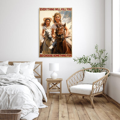 Nereus " Girls Riding Horse Choose Something Fun - 1 Piece Rectangle Graphic Art Print On Wrapped Canvas "