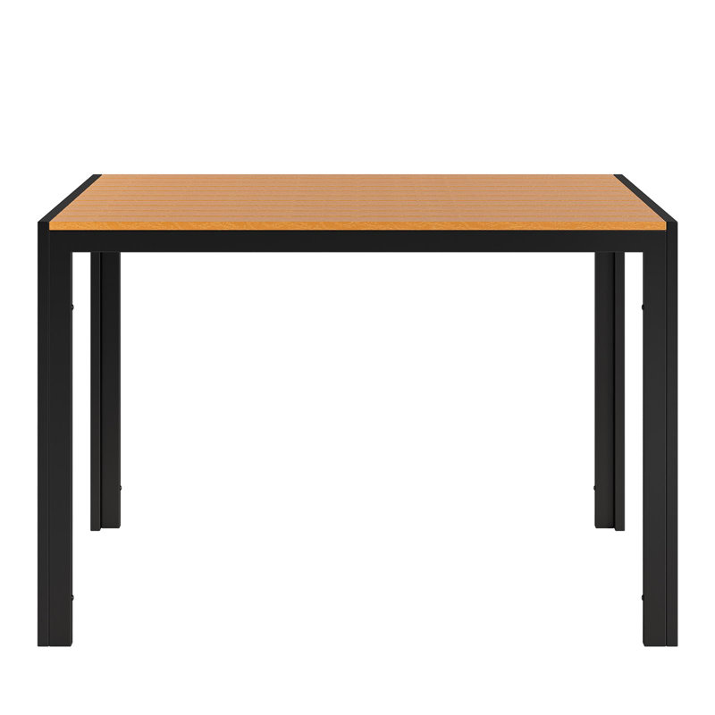 Garden Table With Aluminium Frame, 110 X 70 Cm, Wpc Balcony Table, Weatherproof, Rectangular Patio Table, Outdoor Dining Table, Heat And Weather Resistant, Non-slip, Black