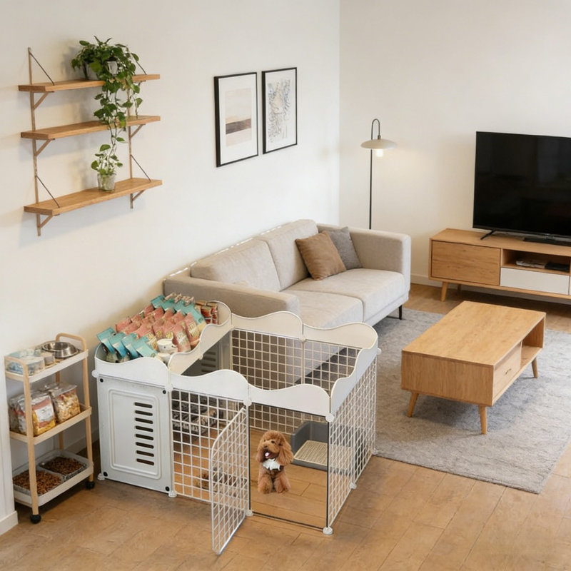 Multi Pet Playpen - Foldable DIY Metal Cat Cage Dog Cages, 22.44" H x 43.7" W x 29.53" D