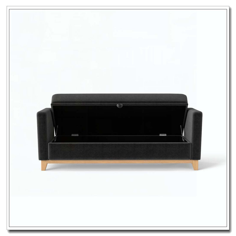 Solid Wood Upholstered Bench, 66 Inch+Storage, Noir + neutre 11