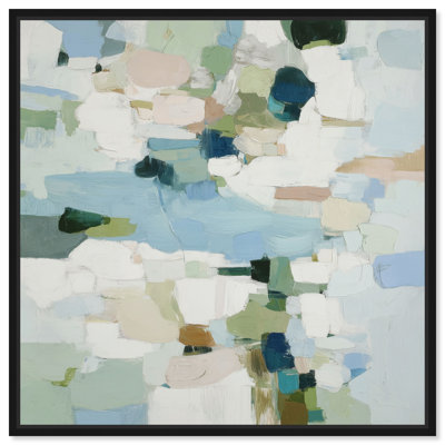 Tableau encadré « Brume sur mousse », couleur sauge, par Art Remedy, cadre noir, 30 x 30 cm