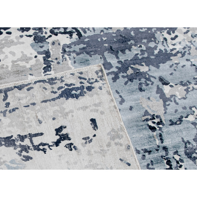 Abstract Area Rug in Blue, Rectangle 10' x 14'