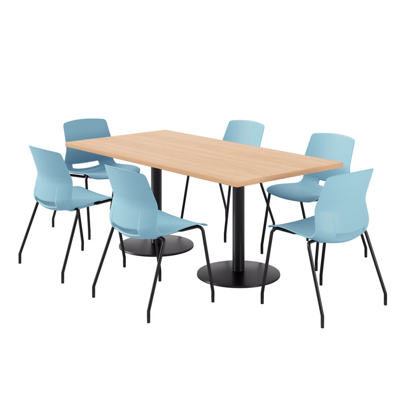 Ensemble repas pour 6 personnes, Bleu et noir, Érable