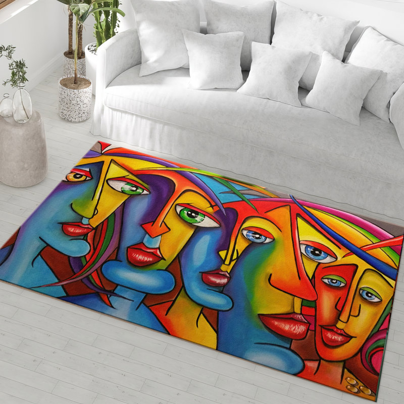 Vibrant Botanical Design Printed Goblen Fabric Rug Ideal for Creating a Stylish and Cozy Space, Rectangle 2'7" x 3'11"