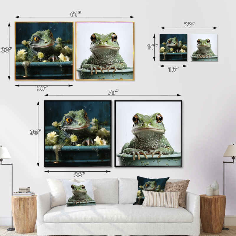 Geckos de salle de bain - Soak, H 16 po x l 33 po, Toile tendue