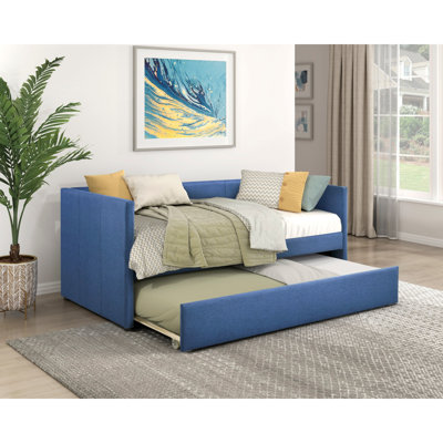 Lit de jour 1pc avec tissu d'ameublement en tissu bleu