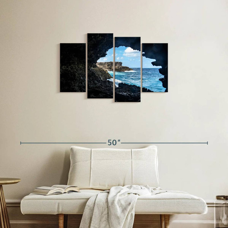 Gillard, Barbade, bord de mer, grotte, H 22 po x l 36 po