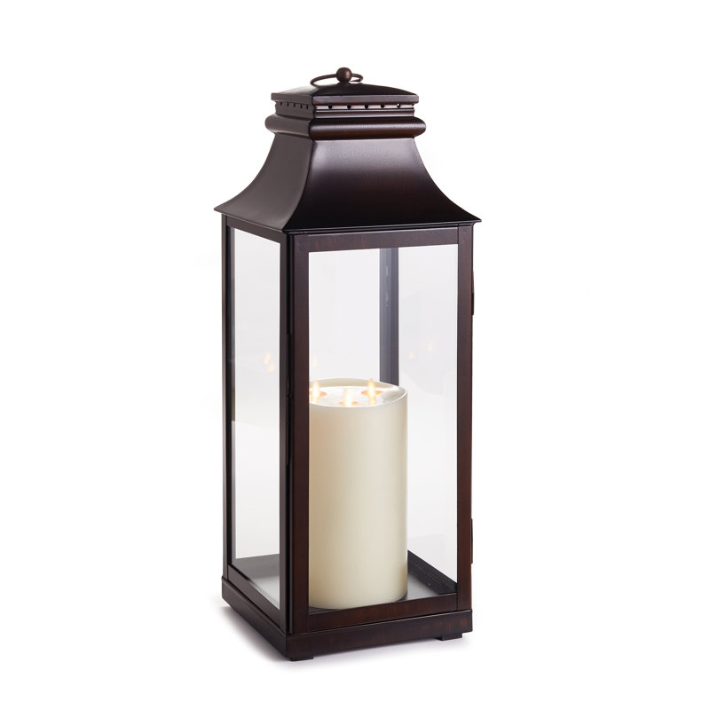 Stainless Steel Floor Lantern, 26" H x 9.5" W x 9.5" D