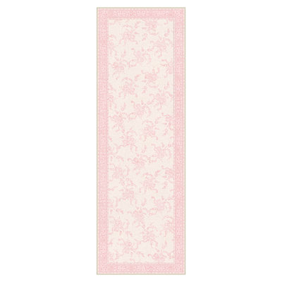 Atascadero Floral Pink Ribbon Bow Machine Washable Pink / Beige Indoor Area Rug with Non-Slip Backing