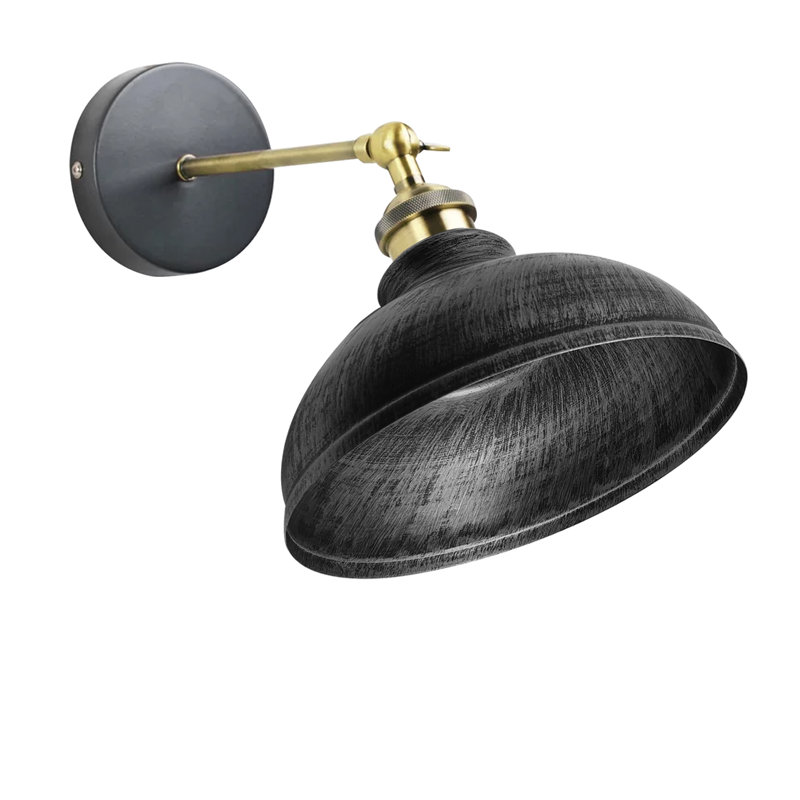 Gladys 1 - Angle Adjustable Wall Sconce —Dome Metal Shade, Vintage Industrial Style-E27 Holder, Brushed Silver