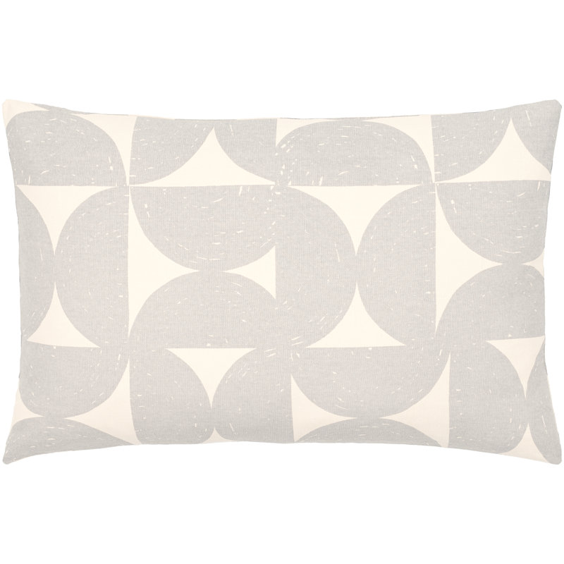 Coussin géométrique lombaire, Gris moyen / beige