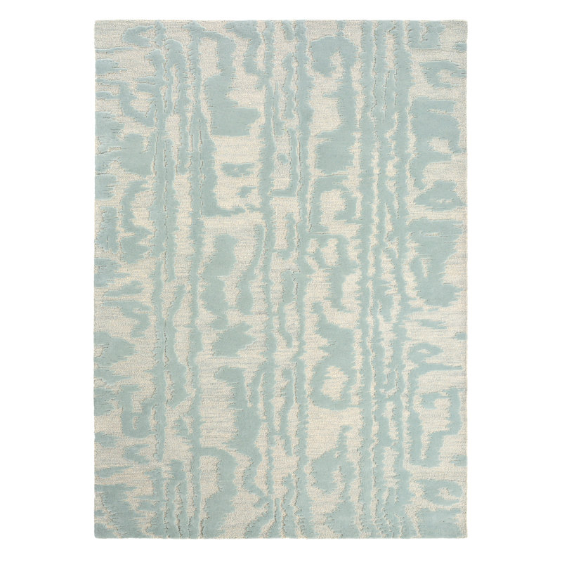 Hand Tufted Wool Abstract Area Rug in Pearl, Rectangle 6'7" x 9'2"