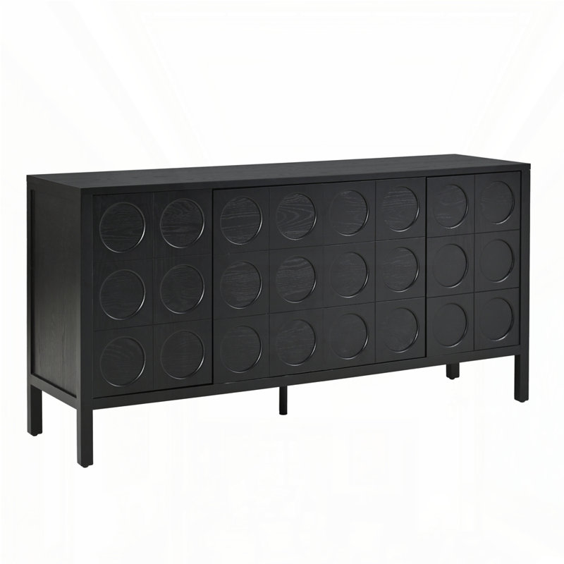 Élégante armoire de rangement en bois avec porte à cercle géométrique unique