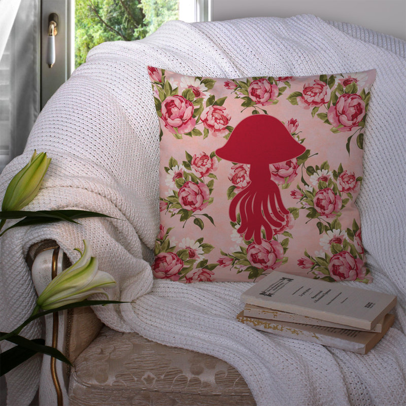  Coussin décoratif floral 14 po Jellyfish Shabby Elegance, Rose