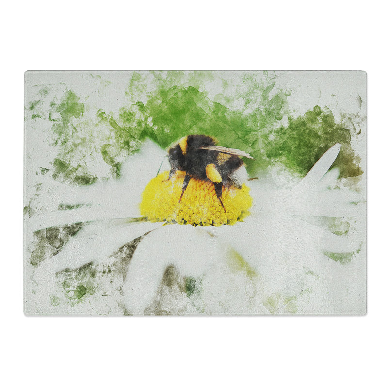 Bee Collecting Pollen Vol.2 Watercolour Chopping Board, 0.4cm H x 28.5cm W x 39cm L