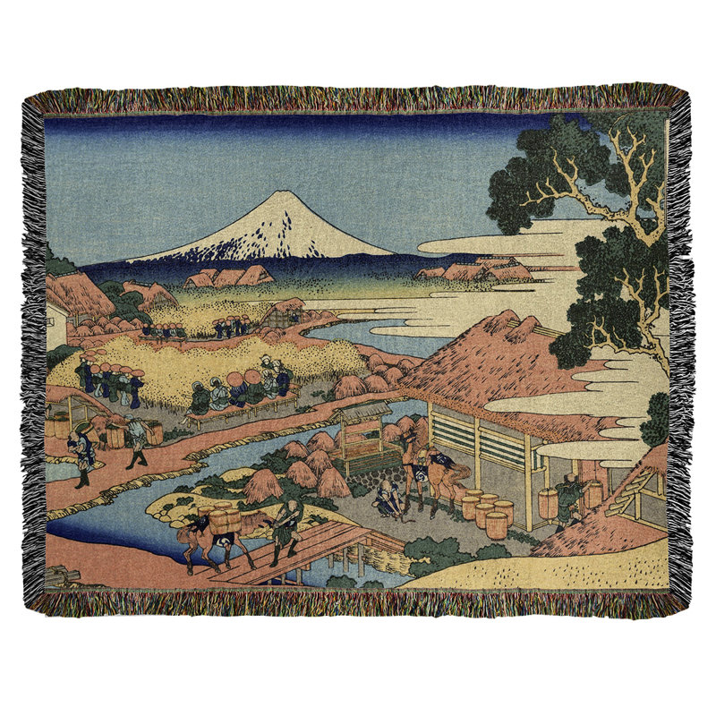 Jeté en coton katakura katsushika hokusai, the thé, Brun clair