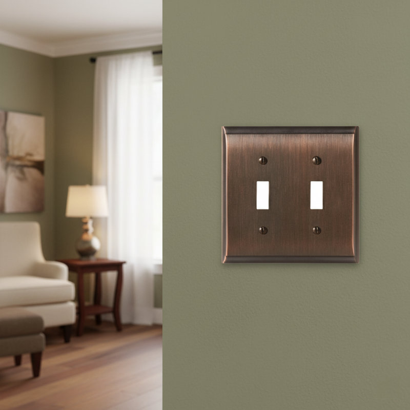Candler 2-Gang Toggle Light Switch Wall Plate, Oil Rubbed Bronze