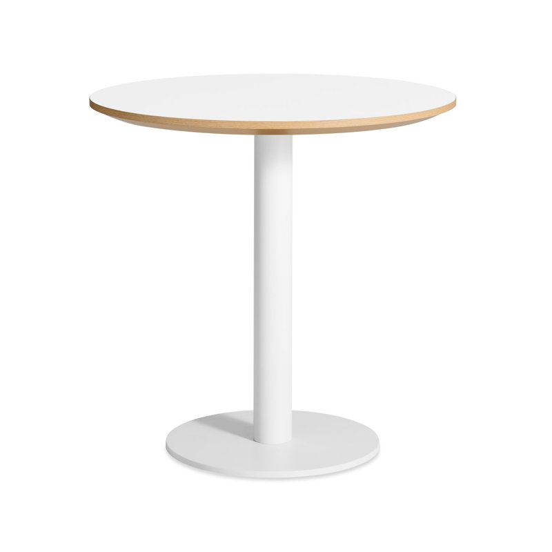 Easy Round Dining Table, Walnut, 29" H x 30" W x 30" L, Matte White
