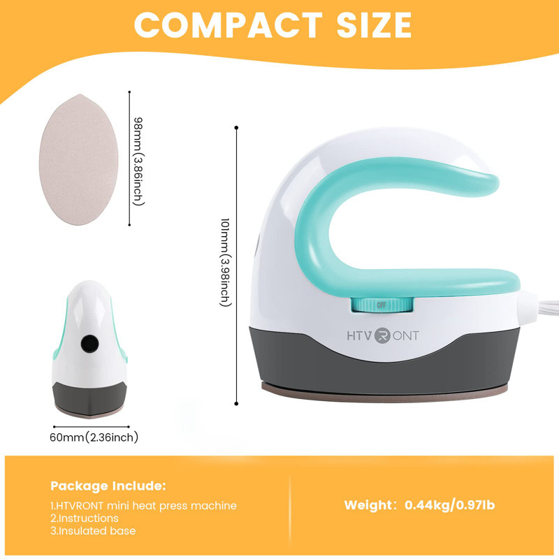 Htvront Heat Press Mini Heat Press Machine, Small Heat Press Portable Iron Press Machine For T Shirts, Hats, Heating Transfer Projects(Mint)