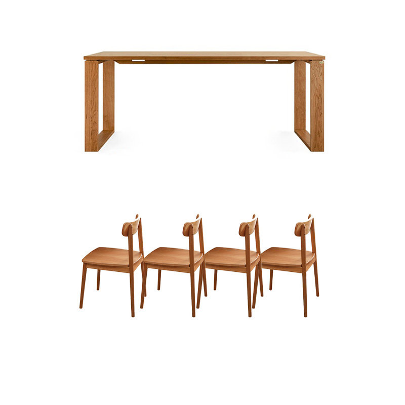 Retro and elegant solid wood table set, 29.52"H x 59.05"L x 31.49"W
