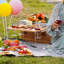 Ensemble de 4 paniers de pique-nique pour 4 personnes - Ensemble-cadeau panier de saule avec couverture et table à vin portative en bambou pour le camping et les fêtes en plein air