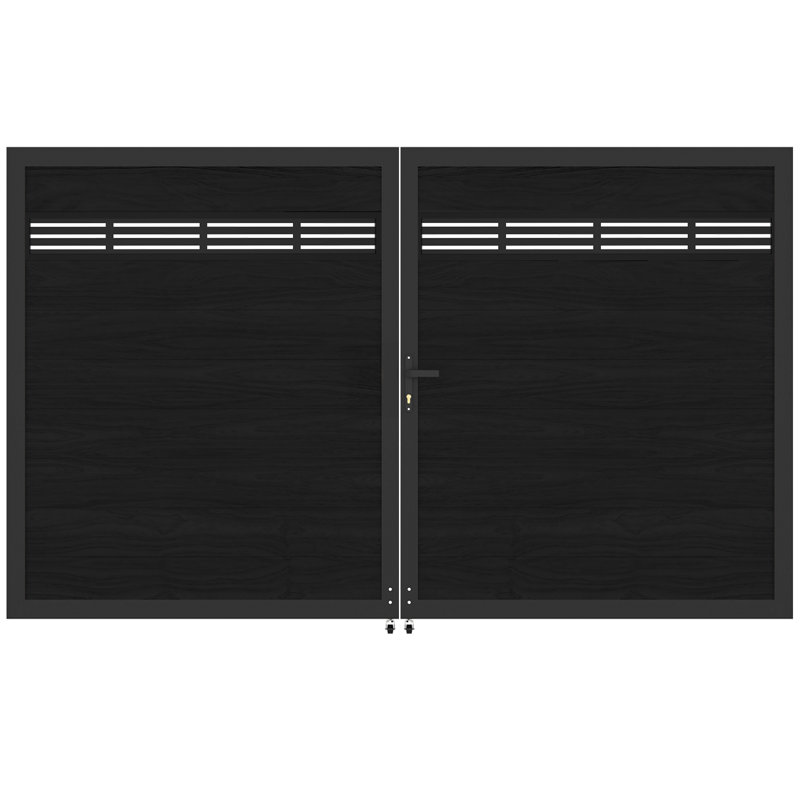 Barrière d'intimité décorative 6 pi H * 8 pi l avec cadres en métal et ensembles de poignées, double barrière en bois composite en plastique - sans les poteaux