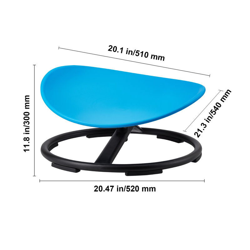Chaise sensorielle pivotante pour enfants avec base en métal antidérapante, capacité de 220 lb, siège bleu et siège pivotant pour l'équilibre et la coordination