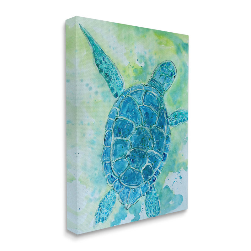«Blue Sea Turtle», art mural par Sebastian Grafmann, H 48 po x l 36 po x P 1,5 po