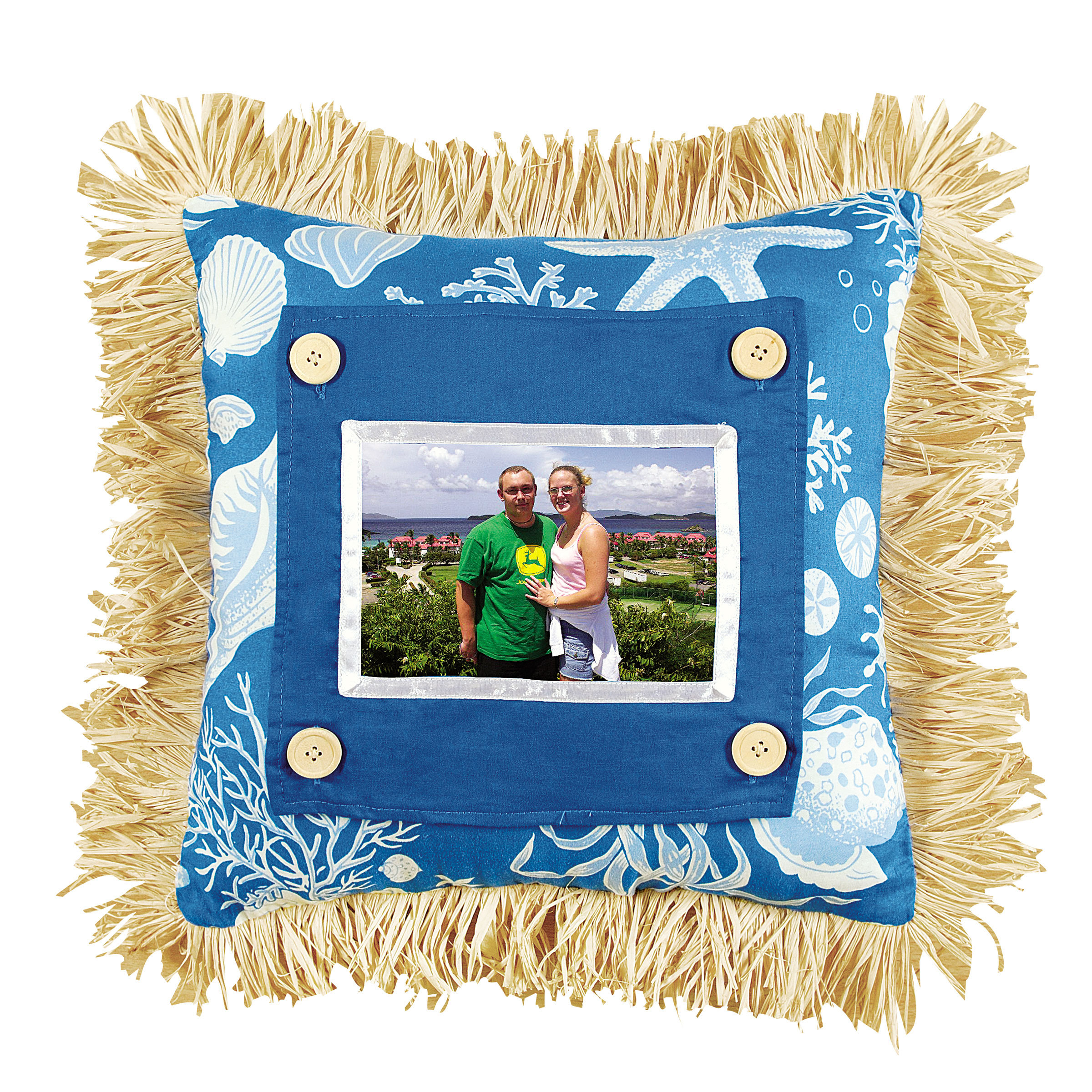 C&F Home 14" x 14" Blue Shells Picture Pillow Wayfair