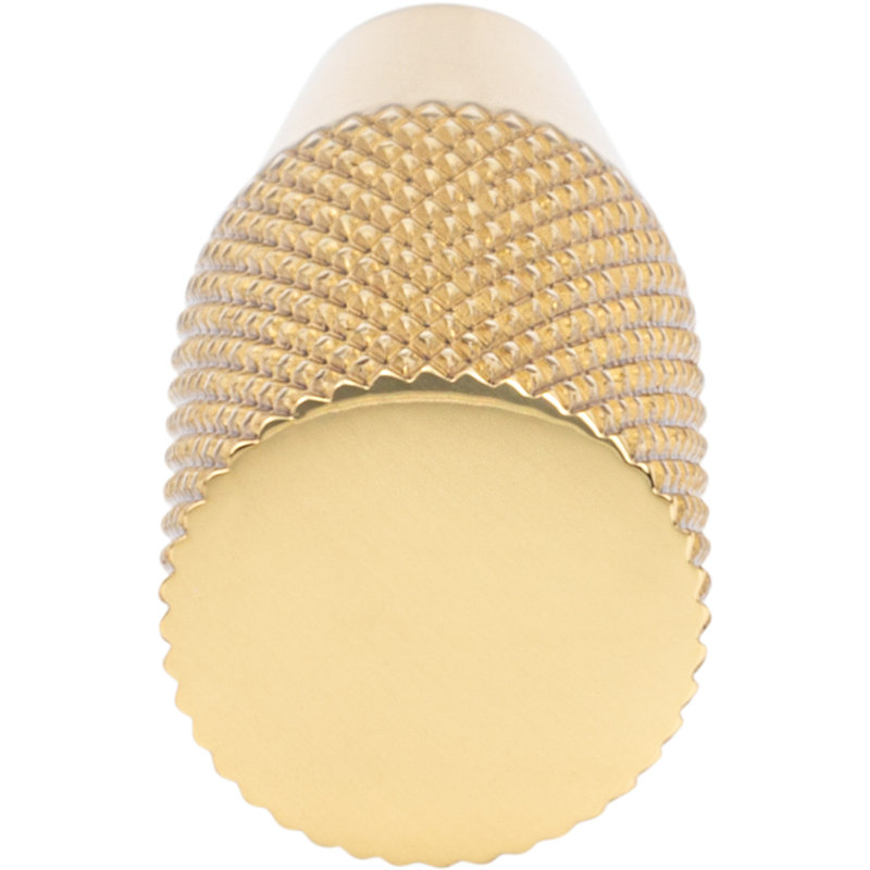 Beliza 1/2" Diameter Conical Knurled Knob, Polished Brass