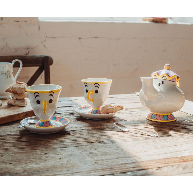Ensemble de théière avec 2 petites tasses et soucoupes Disney