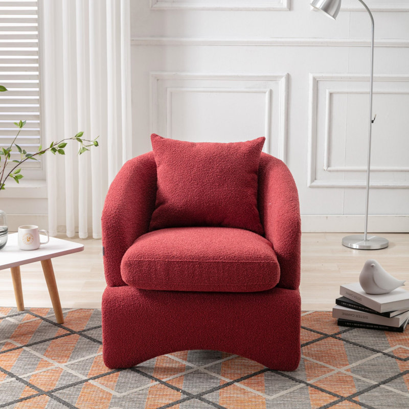 Fauteuil d'appoint rembourré de 27 po de largeur, 100 % polyester rouge
