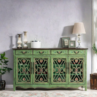 Solid Rubber Wood Console Cabinet