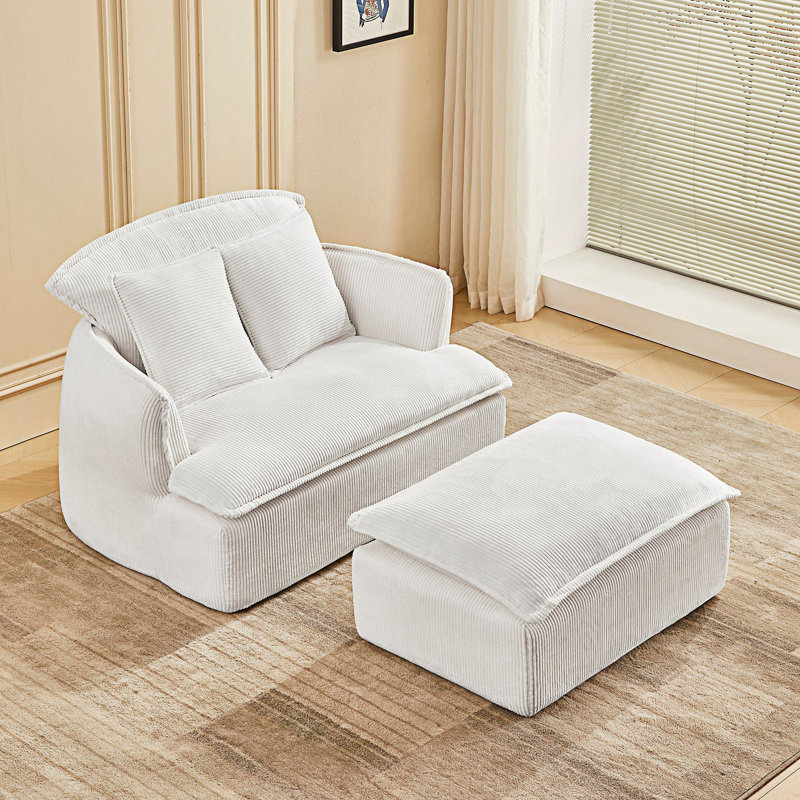Fauteuil convertible convertible avec repose-pieds, Beige