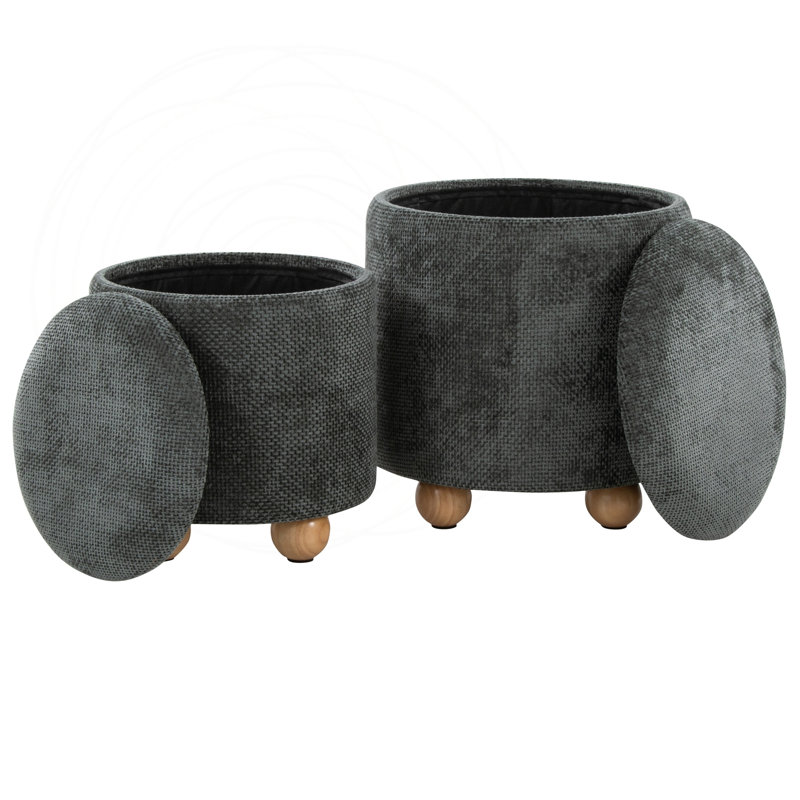 Nesting Ottoman Set with Removable Lids and Bun Feet