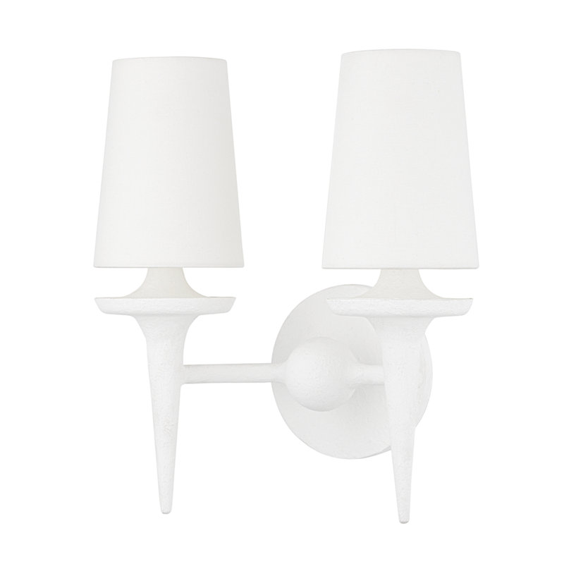 Torch 2 Light Wall Sconce, White Plaster