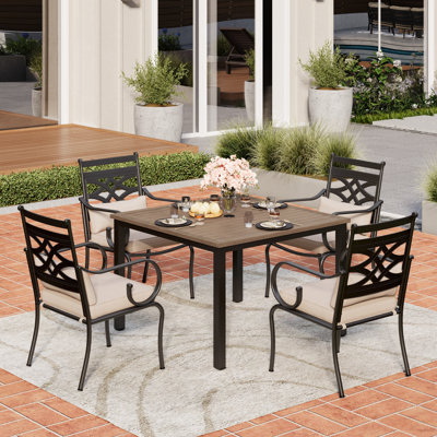 Argyri 4 - Person Patio Dining Set with Square Table , Cushions Included