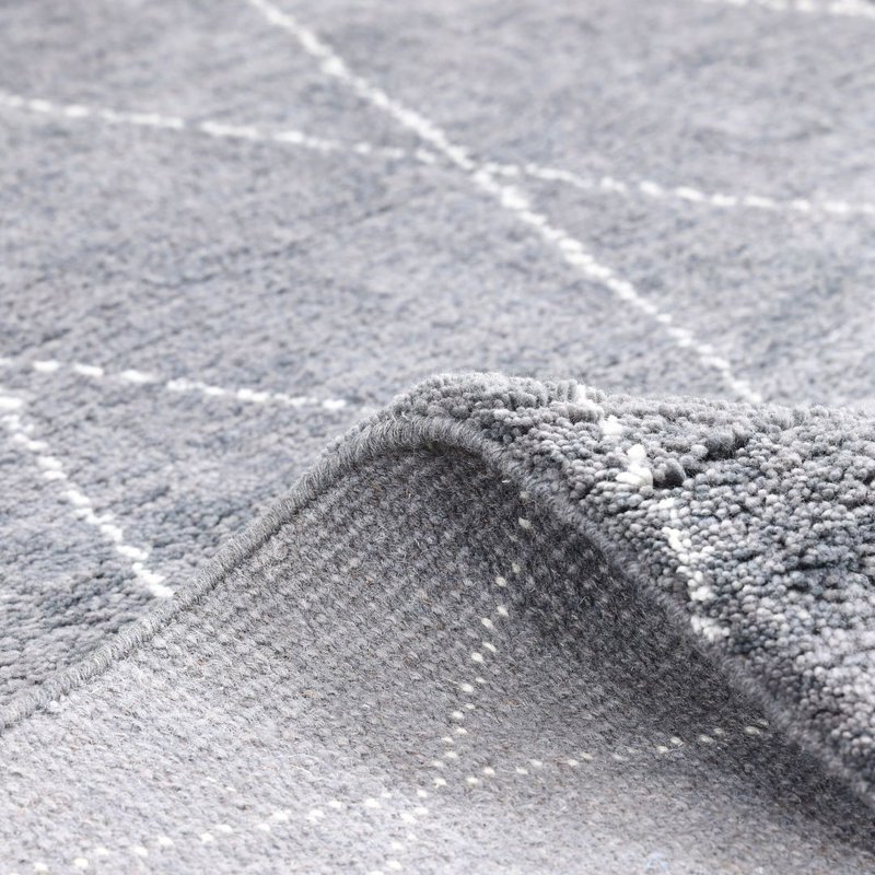 Latiya Hand Knotted Moroccan Area Rug in Gray, Rectangle 8' x 10', Gray